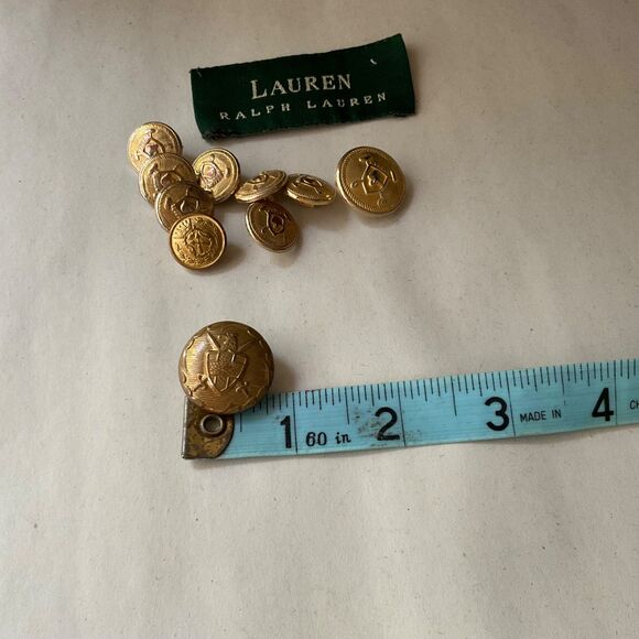 Ralph Lauren Crest Blazer Buttons  Vtg. Gold Tone 1 marked Waterbury Replacement - Picture 5 of 6